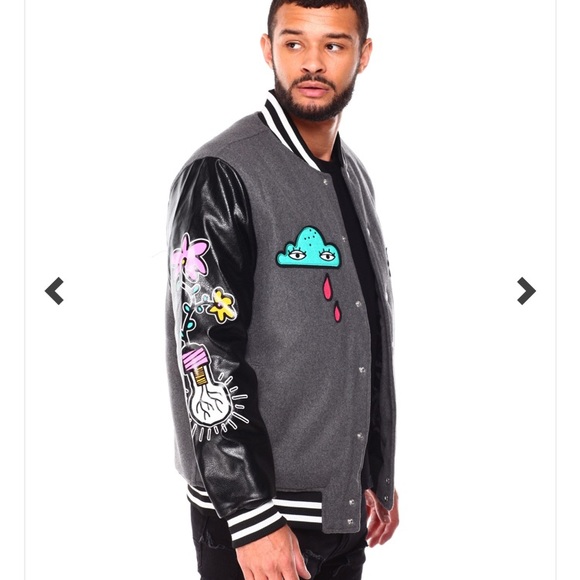 New Mens Save the Planet varsity with appliqués casual moto jacket coat - Picture 1 of 17